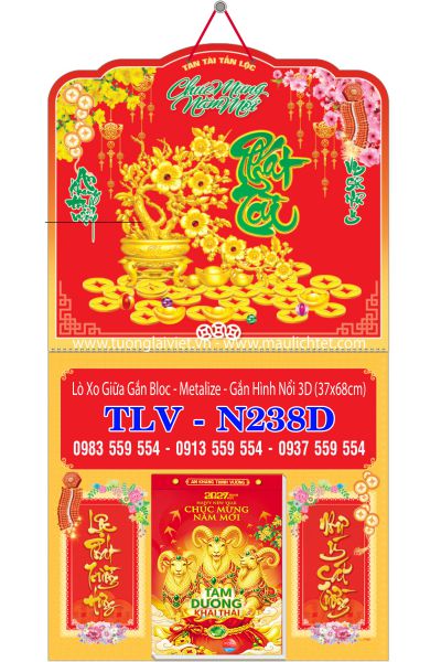 Bìa lịch bloc lò xo dán nổi Xuân Phát Tài