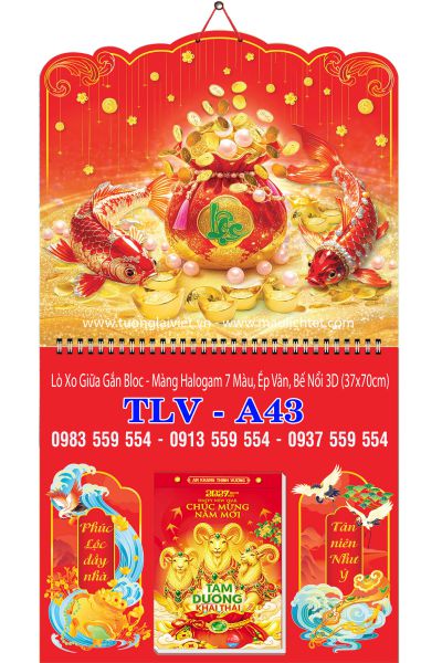 Bìa lịch bloc lò xo giữa Lộc Túi Vàng