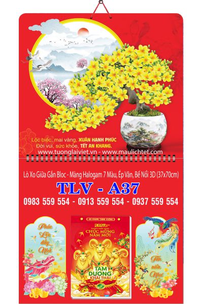 Bìa lịch bloc lò xo giữa Mai Ngày Tết